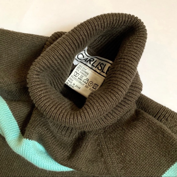 Silk cashmere color block turtleneck sweater - Picture 3 of 5